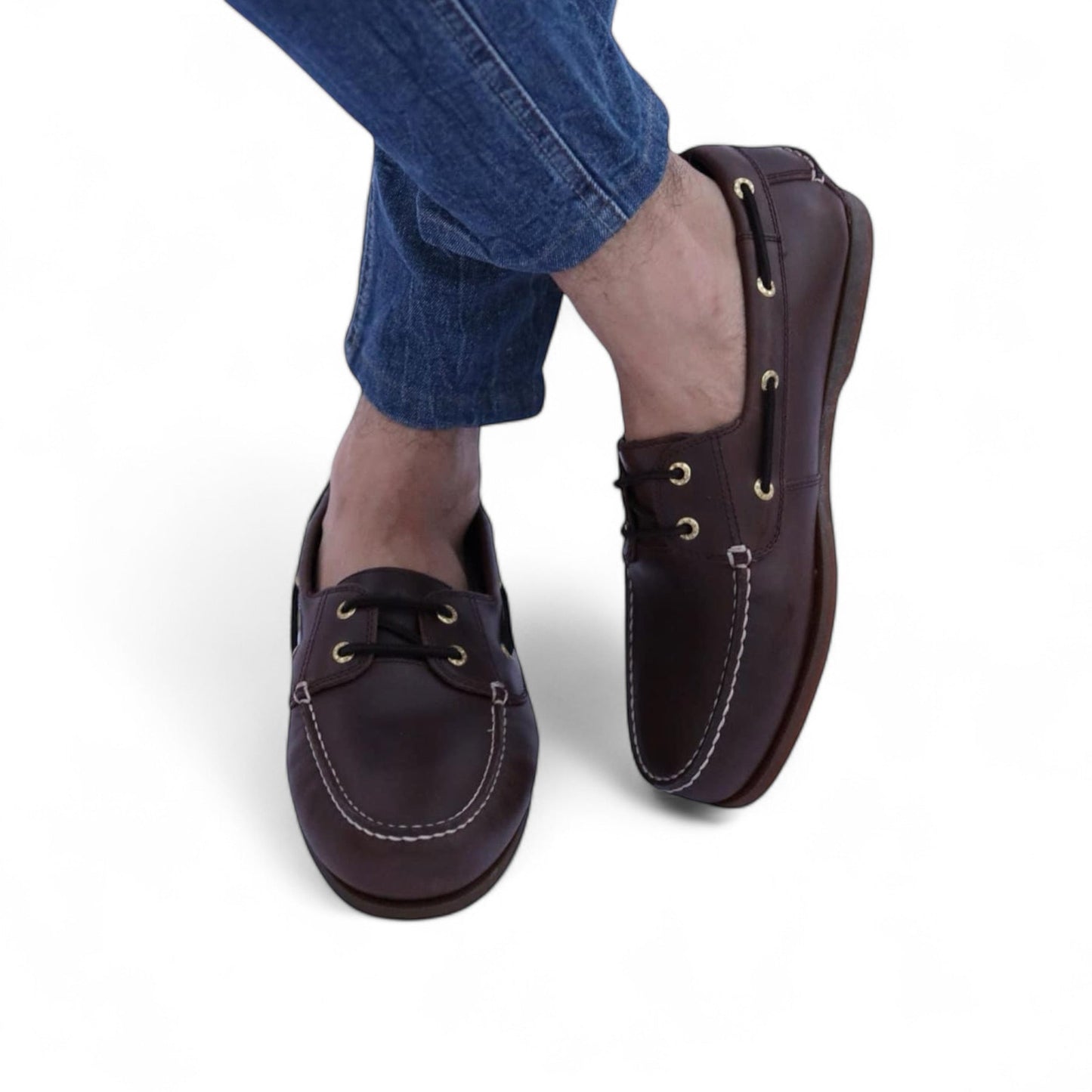 HANDSEWEN BOAT SHOES - RAISIN